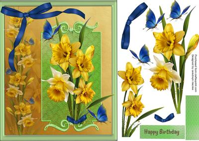 Beautiful Dancing Daffodils and Butterflys