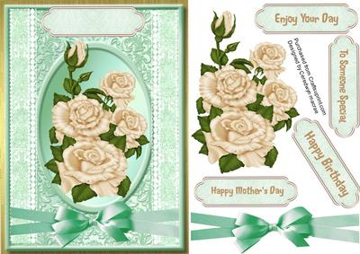 Lovely Cream Roses on a Oval Plaque