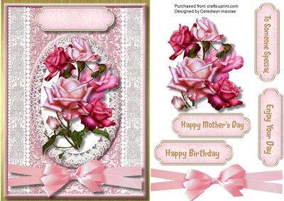 Lovely Pink Roses on a Oval Plaque