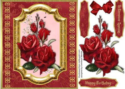 Beautiful Red Roses on a Ornate Gild Frame 