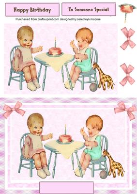 Lovely Vintage Children Enjoying a Birthday Tea 