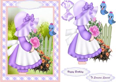 Lovely Bonnet Girl and Little Birdie 