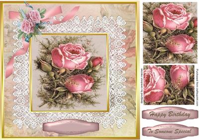 Lovely Vintage Roses on Fine Lace ( Pyramarge )