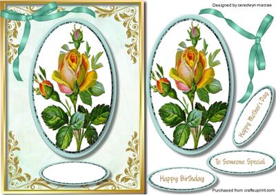 Beautiful Rose Topper in Gold Frame 