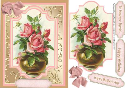 Beautiful Vase of Salmon Pink Roses .