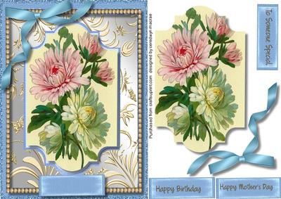 Beautiful Spray of Flowers on Gold and Silver