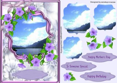 Lovely Lakeland Scene with Petunias (ormate Pyramarg )