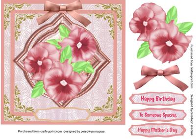 Lovely Pink Pansys on a Diamond Frame 