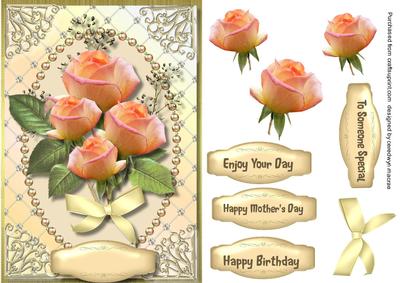 Lovely Roses on a Jewelled Background