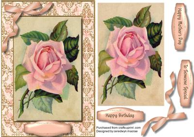 Beautiful Pink Rose on a Filllegre Frame 