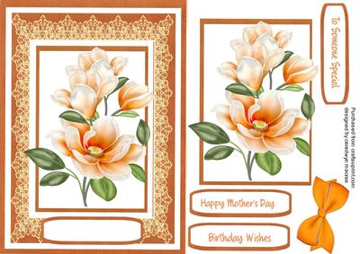 Lovely Apricot Magnolias on Fine Lace 