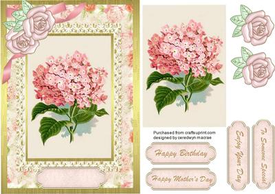 Lovely Pink Hydranger on Fine Lace .