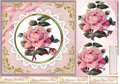 Beautiful Pink Roses on a Round Lace Mat 