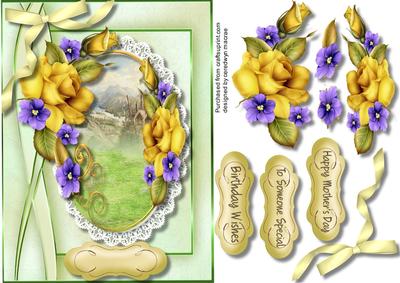 Lovely Yellow Roses and Spring Scene 