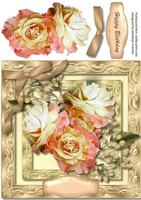 Beautiful Pink Rose in a Gold Frame