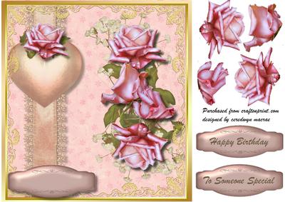 Lovely Misted Heart and Roses 