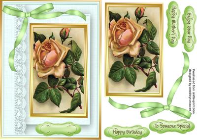 Beautiful Roses on Gold and Green 