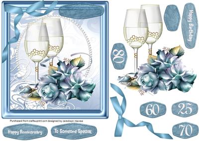 Beautiful Anniversary / Birthday Greeting Blue