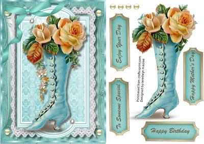 Beautiful Aqua Boot and Yellow Roses 