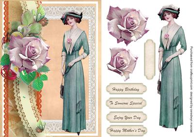 Beautiful Vintage Lady with Roses 