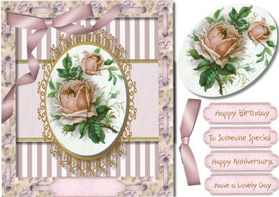 Lovely Vintage Roses in a Ribbon Frame 