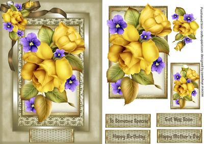 Beautiful Yellow Roses on a Sepia Frame 