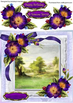 Beautiful Country Scene with Deep Maurve Flowers