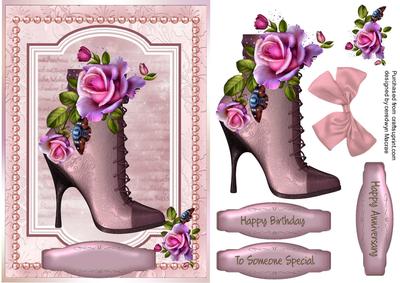 Lovely Boot ,pearls, and Roses.