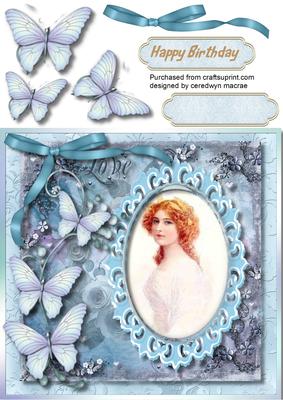 Beautiful Cameo Lady with Butterflys 