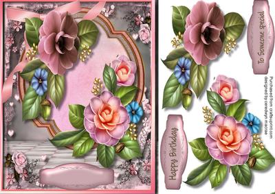 Stunning Camellias in a Pink Frame 