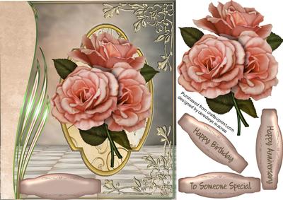 Beautiful Peach Roses in a Gold Plaque