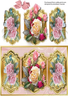 Lovely Triptych Card Front with Roses 