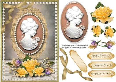 Lovely Cameo Lady and Yellow Roses