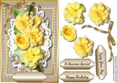 Beautiful Yellow Rose on Taurpe and Gold 