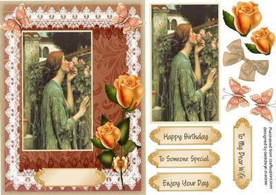 Beautiful Vintage Lady with Roses 