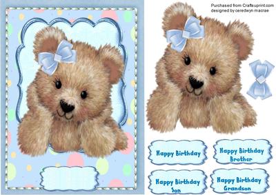 Lovely Stitched Little Fuzzy Bear 