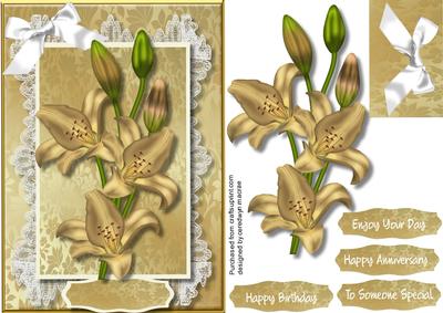Beautiful Golden Lillys on Lace 