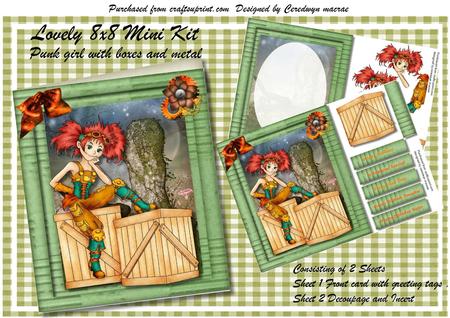Lovely Punk Girl with Metal and Boxes 8x8 Mini Kit 