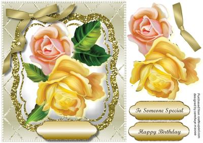 Beautiful Roses on a Glittered Mat 
