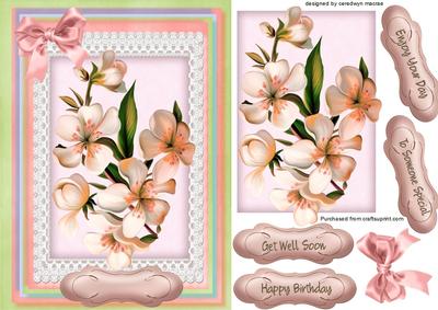 Lovely Pink Apple Blossom on Lace 