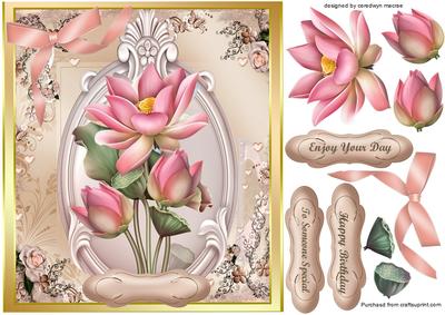 Stunning Lotus Flowers on a Oval Plaque 