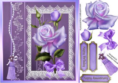 Beautiful Deep Lavender Roses on Lace
