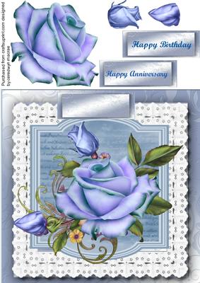 Beautiful Blue Roses on Dragonfly Lace