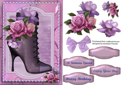 Lovely Boot , Pearls and Lilec Roses 