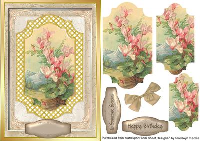 Lovely Floral Gold Bracket Card ( Pyramid )