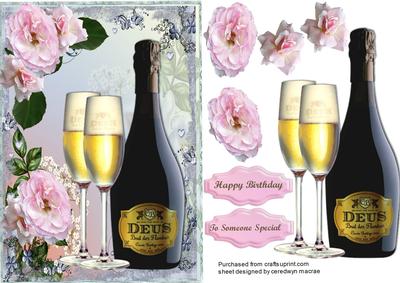 Lovely Bottle of Wine and Roses 