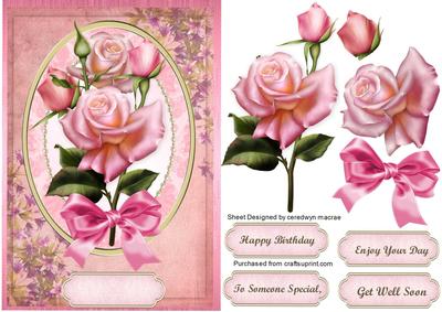 Beautiful Roses in a Gold and Oval Frame