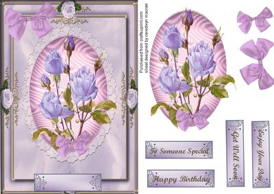Lovely Lilac Roses on a Satin Mat 