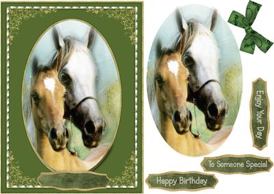 Pair of Horses in a Saddle Stitched Frame 