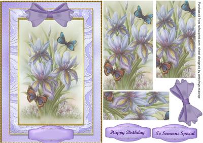 Beautiful Irises on Dusky Lilac Artdecko Frame